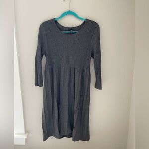 Eileen Fisher Charcoal Ribbed Long Sleeve Dress